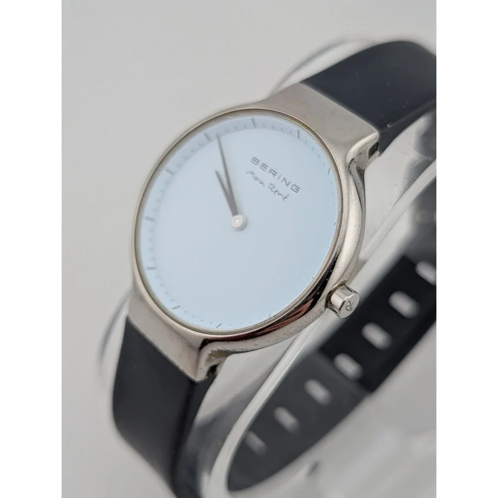 Bering Max Rene Watch Women 31mm Silver Case Gray Silicone Band- New Battery